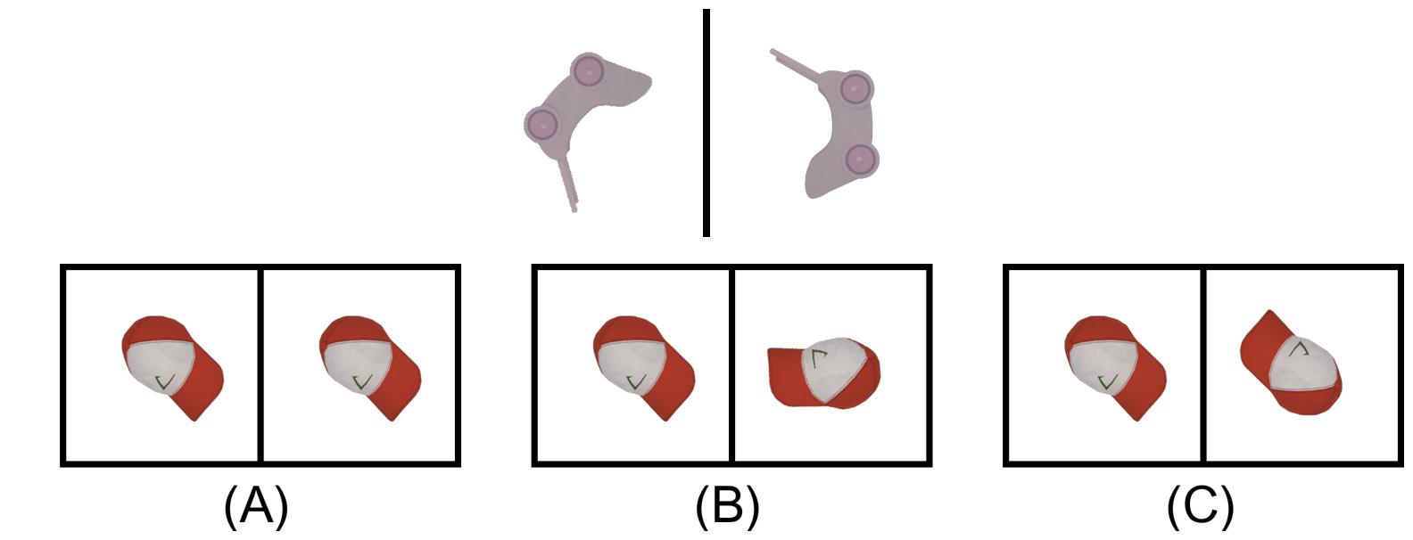 Objects are rotated 135 degrees clockwise. Correct: (B).